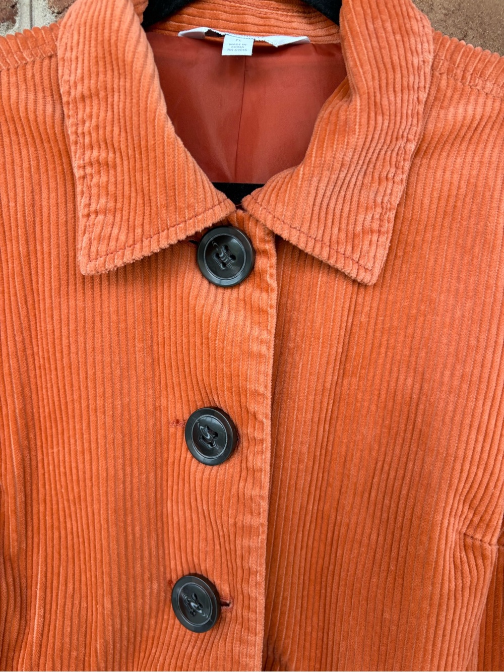 Women's Burnt Orange Wide Corduroy Button Jacket - Picture 2 of 9